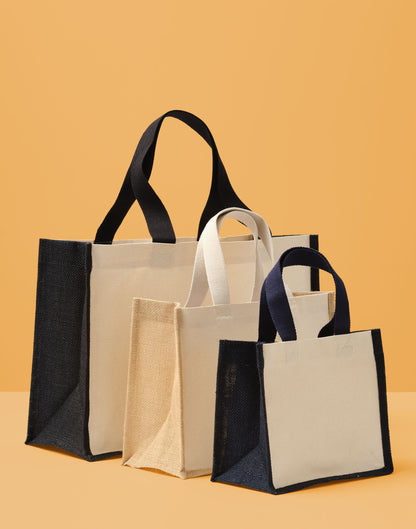 RL201 Jute Canvas Panel Shopper